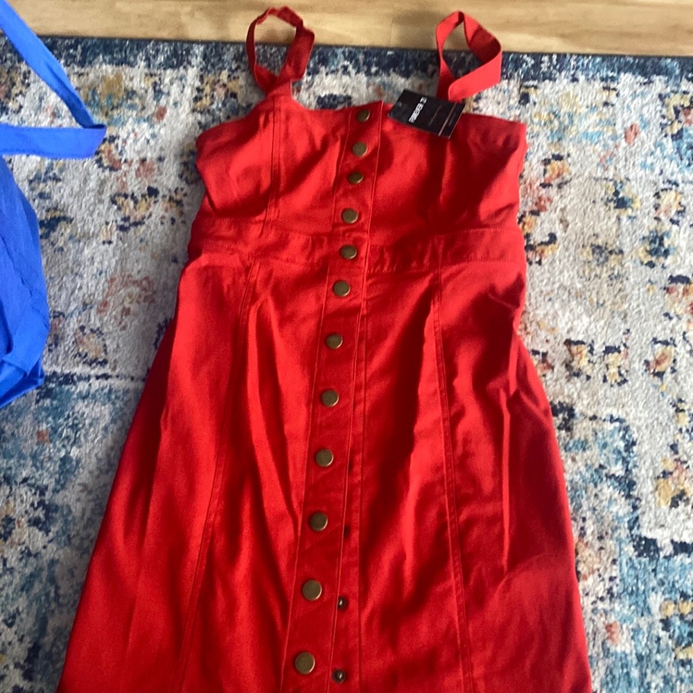 Red snap front dress - tags still on